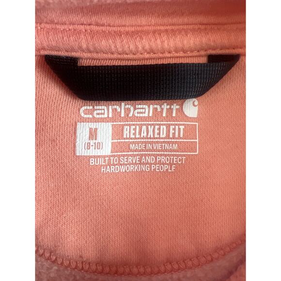 CARHARTT WOMENS PULLOVER HOODIE PEACH AND GRAY SIZE M RELAXED FIT - Picture 11 of 13